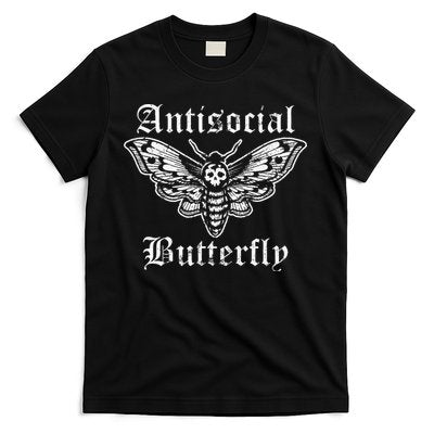 Funny Antisocial Butterfly Introvert Distressed Design T-Shirt