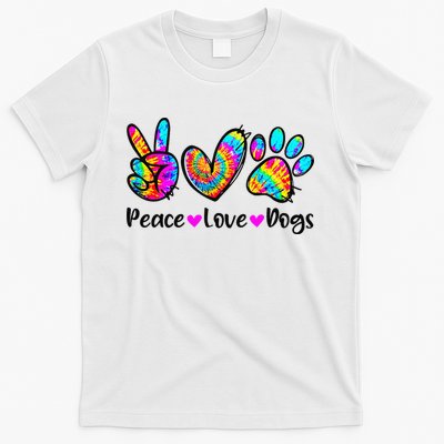 Peace Love Dogs Tie Dye Dog Paw Dog Mom Cute Mother's Day T-Shirt
