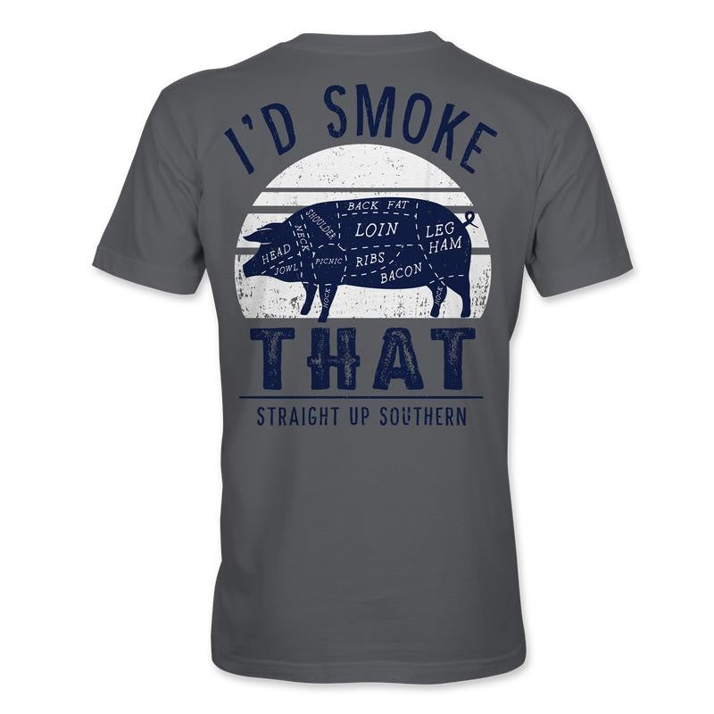 I'd Smoke That - Hog Silhouette T-Shirt - Grey