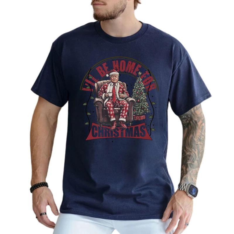 Trump I'll Be Home for Christmas Sweatshirt, Humorous Trump Christmas Shirt, Christmas Republican Sweater, Menswear Casual Top, Classic Daily, Shirt Cotton