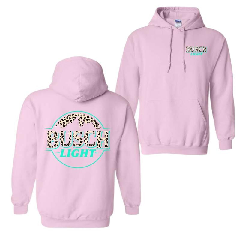 Busch Light Hoodie - Wild Leopard Print Design Featuring Bold Busch Logo, Perfect for Animal Print Lovers and Beer Enthusiasts, Unisex Hoodie
