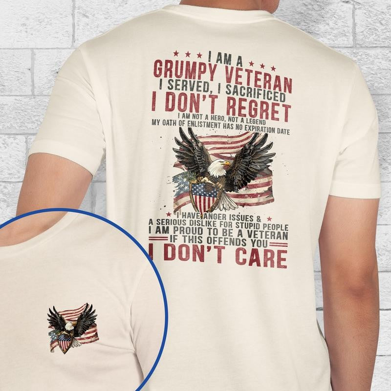 Patriotic American Veteran T-Shirt TPT1897TS - Men's Basic Letter Print Crew Neck Tee, Short Sleeve T-shirt, Summer Clothes, Birthday Gifts For Men Menswear Top
