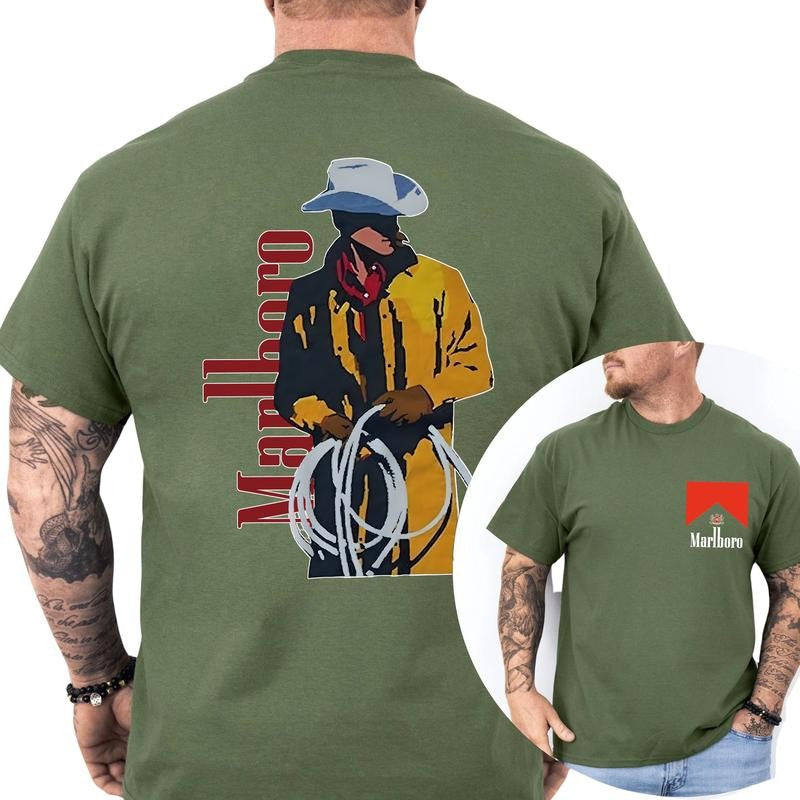 Casual, 2-sided Marlboro Man 2 Sided T-shirt, Full Color, For Men ,Gift For men, Casual.