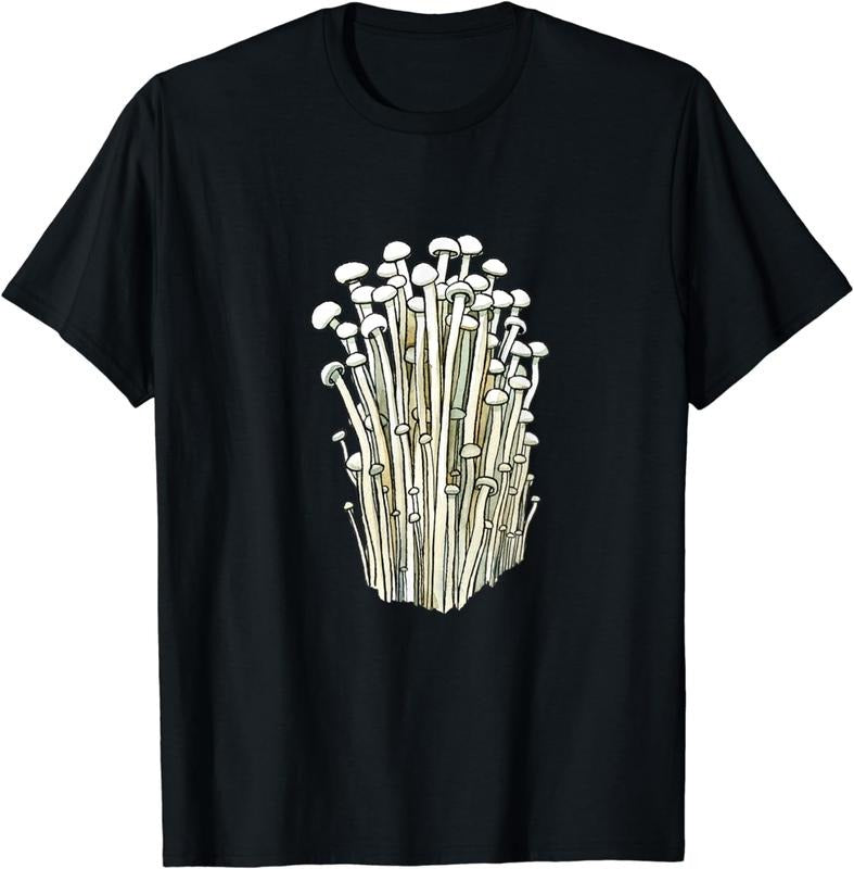 [100% Cotton]Enoki Japanese Velvet Shank Enokitake Flammulina Shrooms T-Shirt