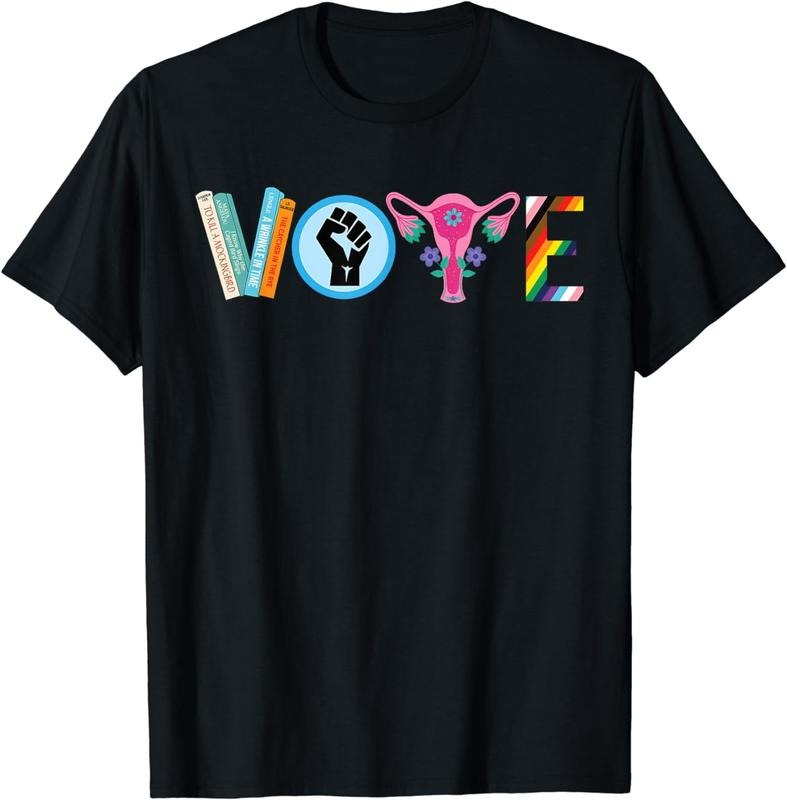 [100% Cotton]Vote Banned Books Black Lives Matter LGBT Gay Pride Equality T-Shirt
