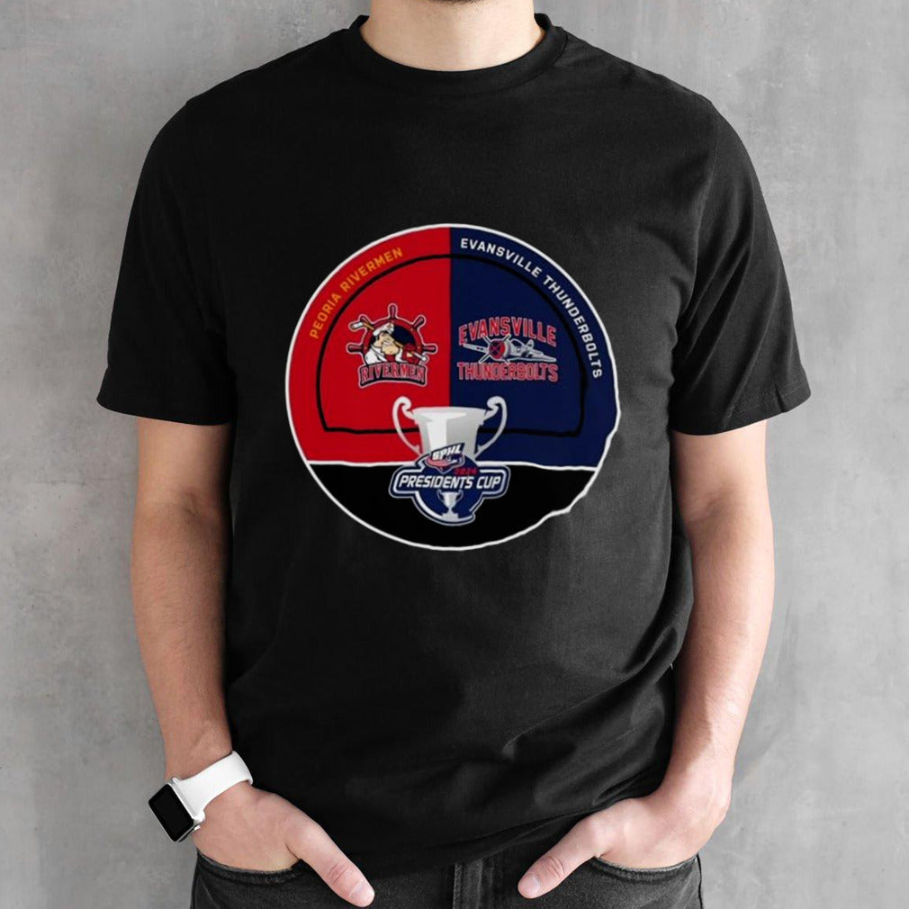 2024 Sphl Playoff Puck Round 2 Evansville Thunderbolts Vs Peoria Rivermen T-shirts