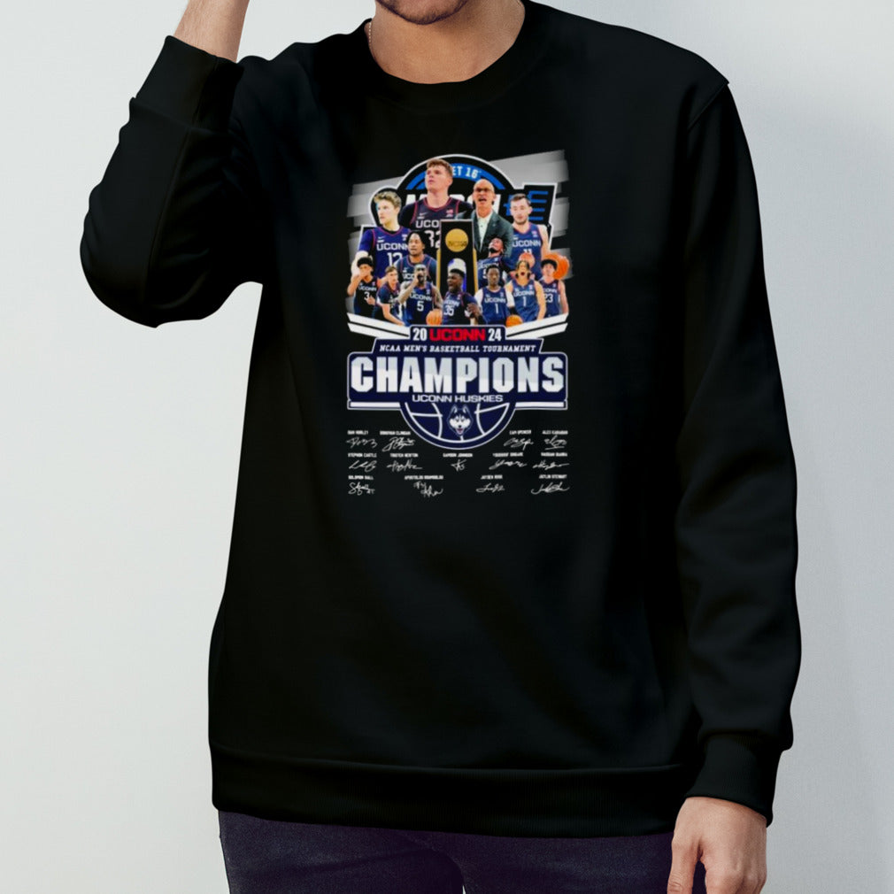 2024 Uconn NCAA Mensâ€™s Basketball Tournament Champions Uconn Huskies Signatures Shirts