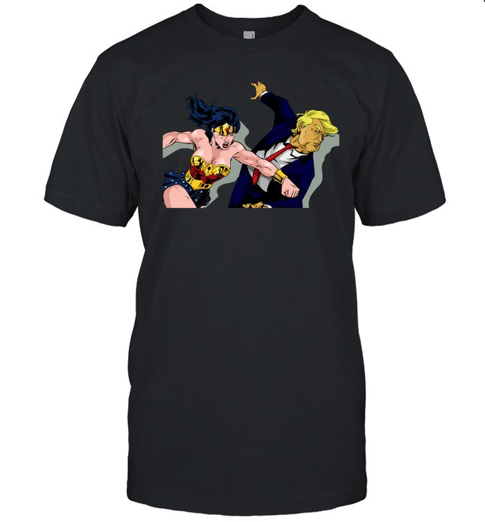 Funny Wonder Woman Punching Donald Trump T Shirt
