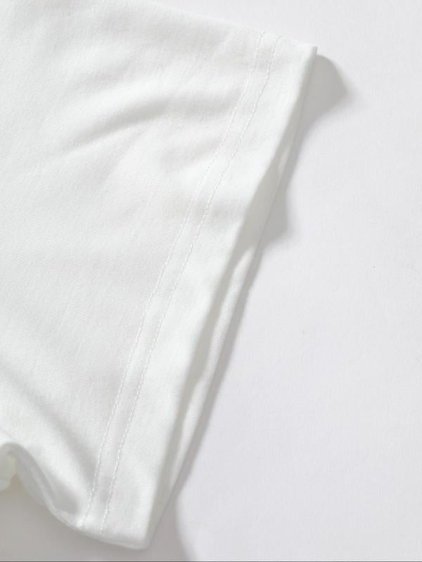 Women's Letter Print Round Neck Tee, Casual Short Sleeve Crew Neck T-shirt, Graphic Tees,Â Fashion Women's Summer Top for Daily Wear