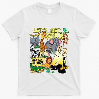 4 Year Old Zoo Safari Birthday Party Tee Lets Get Wild Im 4 T-Shirt