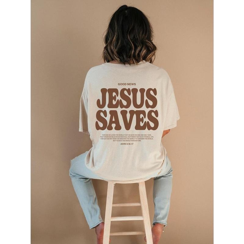 Aesthetic Jesus Saves Shirt, Christian Apparel Brown Christian Shirt, For Men Jesus, Apparel Christian Streetwear  Hoodie and Sweater; T-shirt