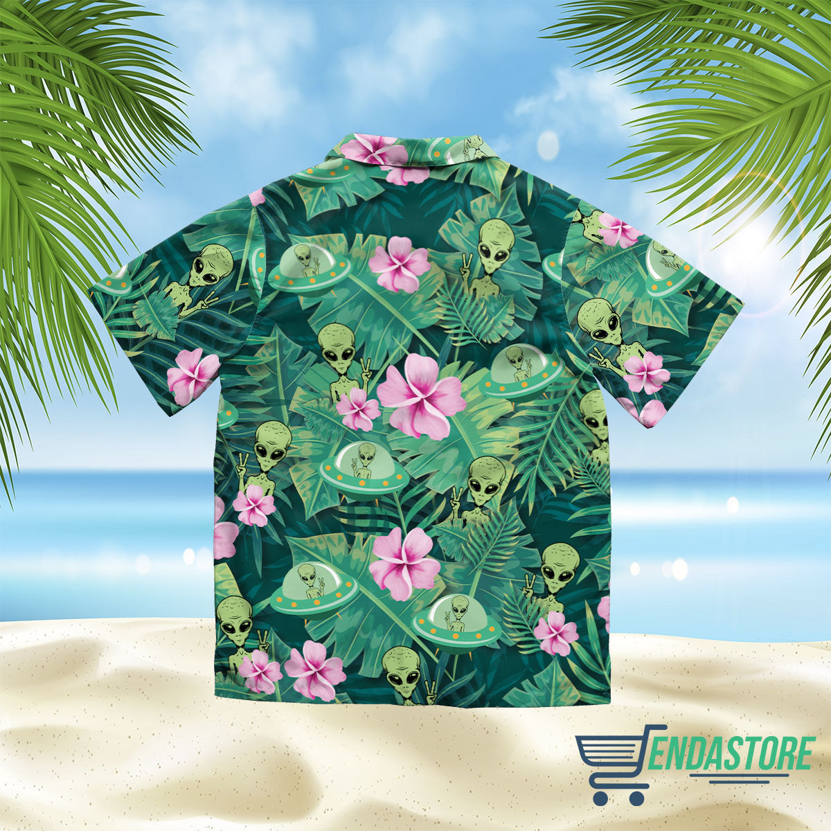 Alien ufo hippie tropical hawaiian shirt