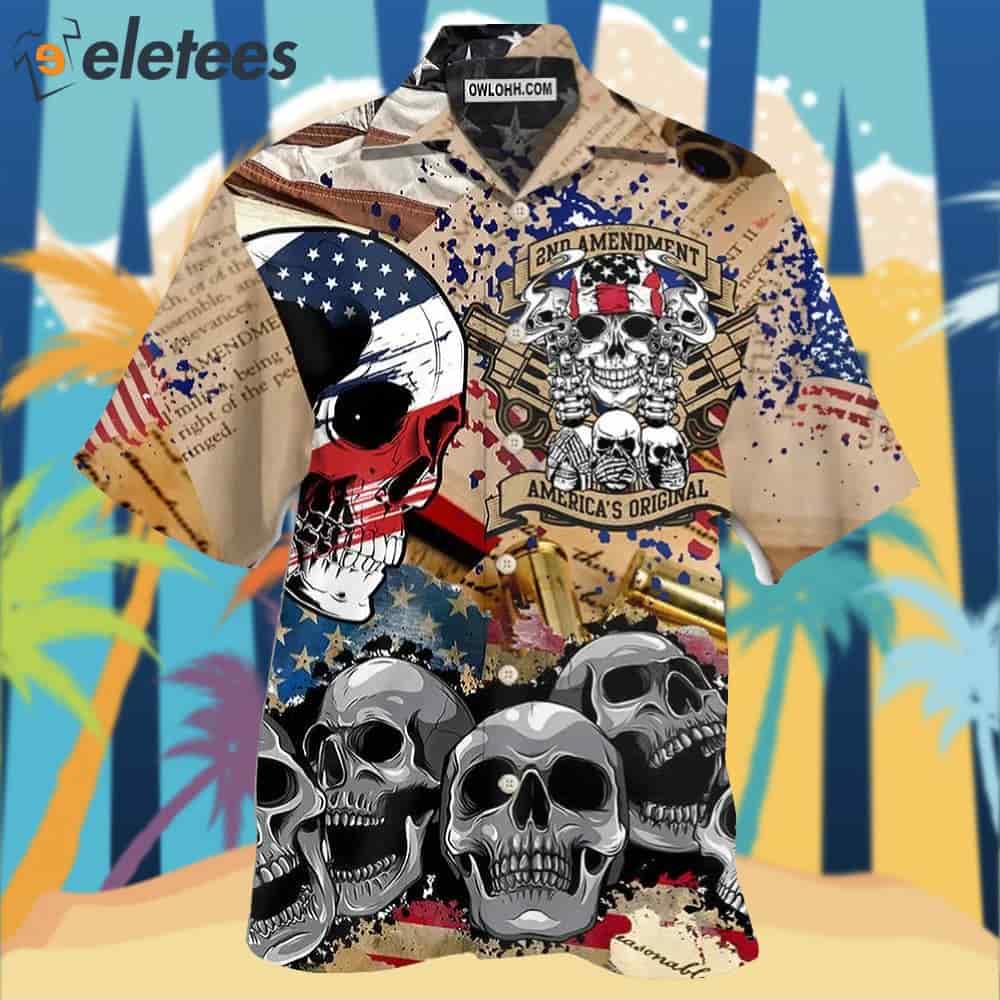 America 2nd Amendment Skull Hawaiian Shirt
