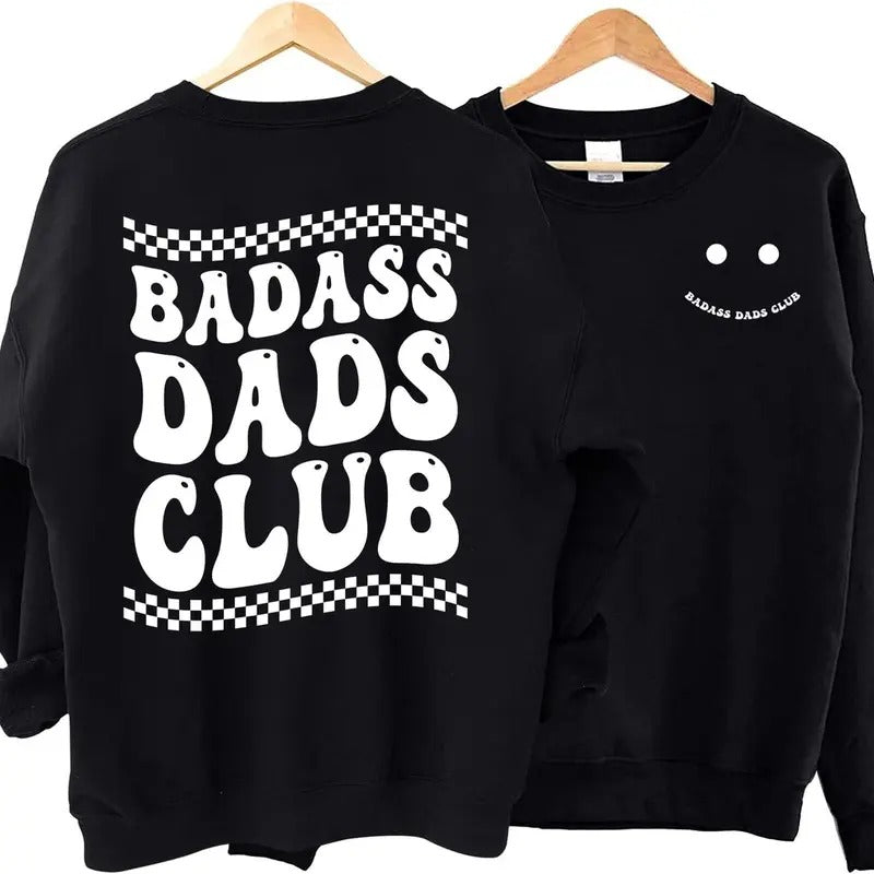 Badass Dads Club sweatshirt hoodies, Badass Dad Tshirt, Skeleton Hand, Fathers Day Gift Cotton Menswear
