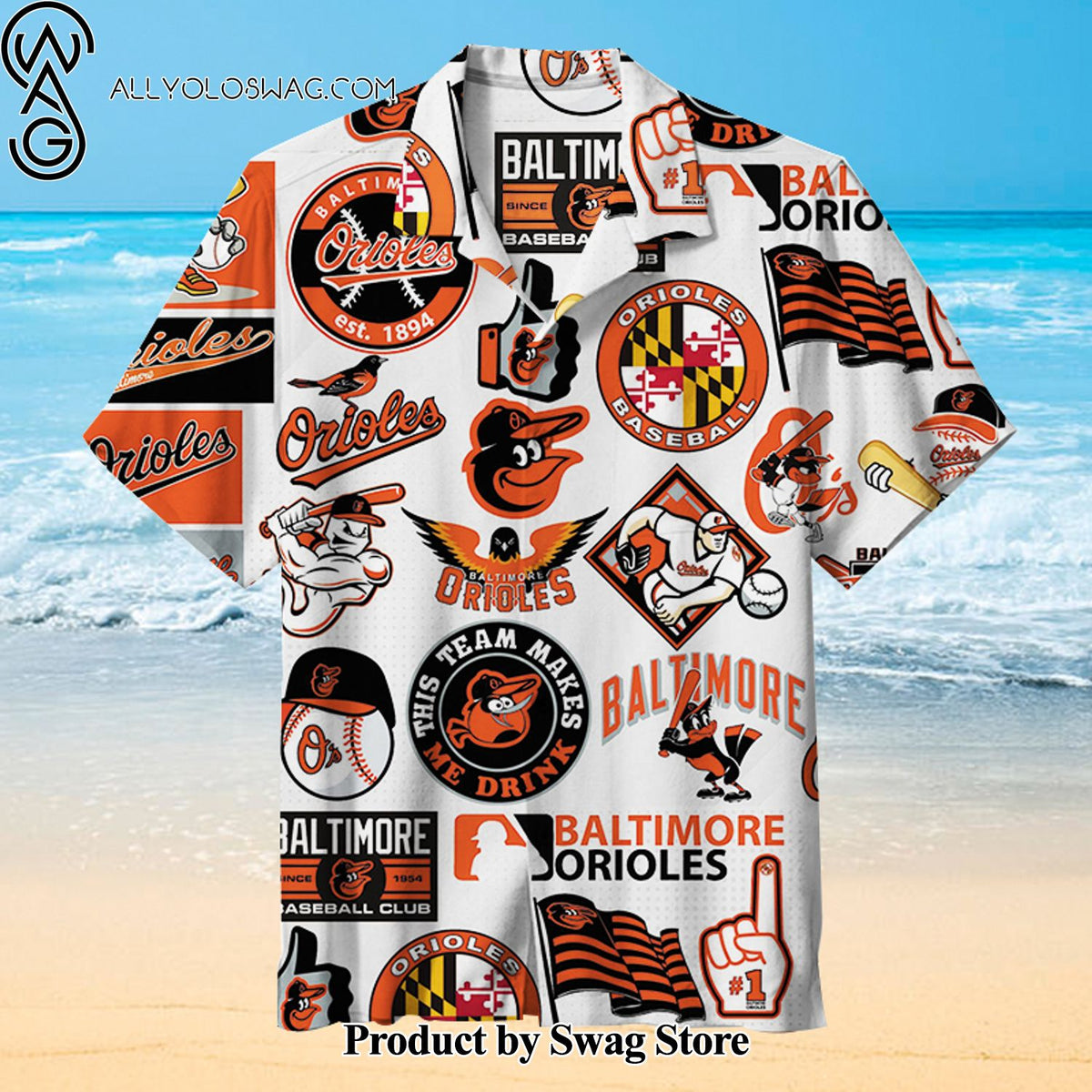 Baltimore Orioles Upcycled Hawaiian Shirt