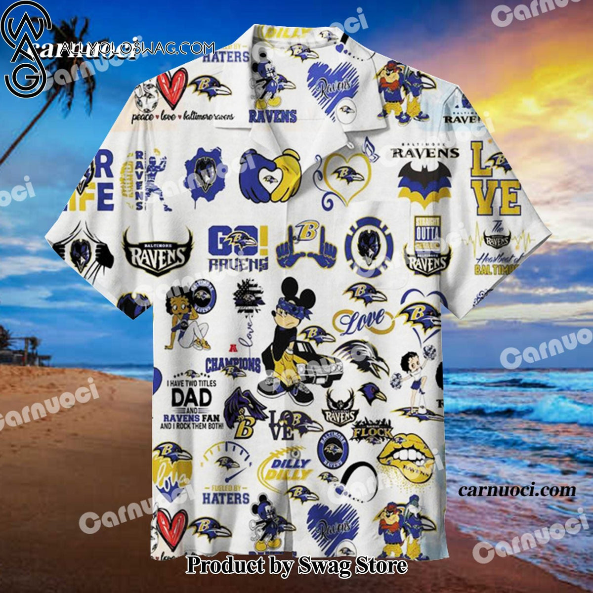 Baltimore Ravens Easy-Care Hawaiian Shirt