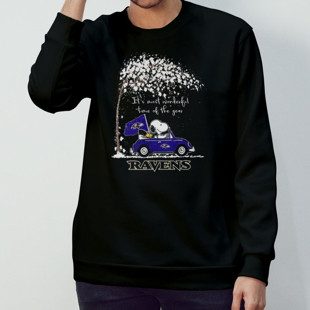 Baltimore Ravens Snoopy And Woodstock Driving Car Itsâ€™s Most Wonderful Time Of The Year Bearss