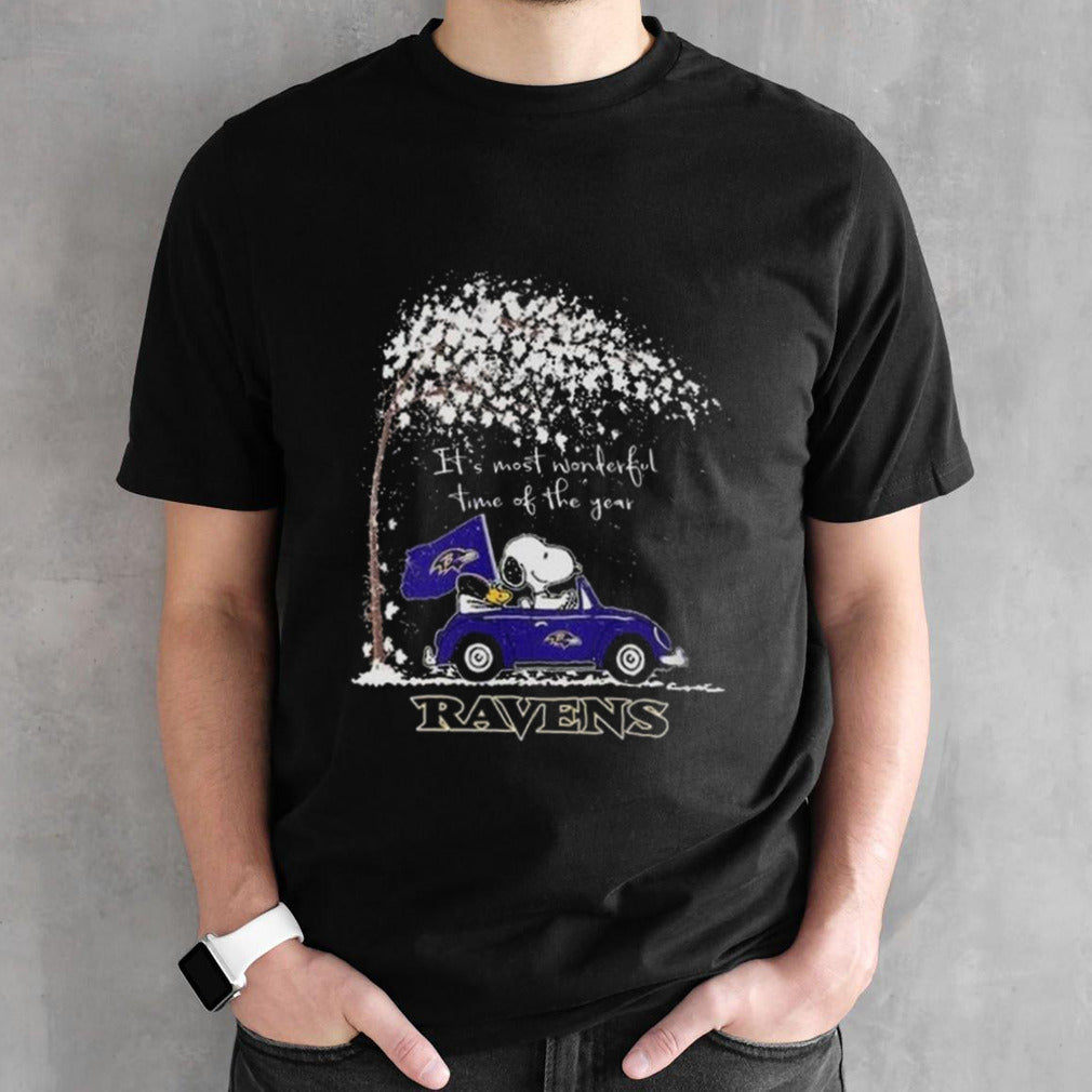 Baltimore Ravens Snoopy And Woodstock Driving Car Itsâ€™s Most Wonderful Time Of The Year Bearss