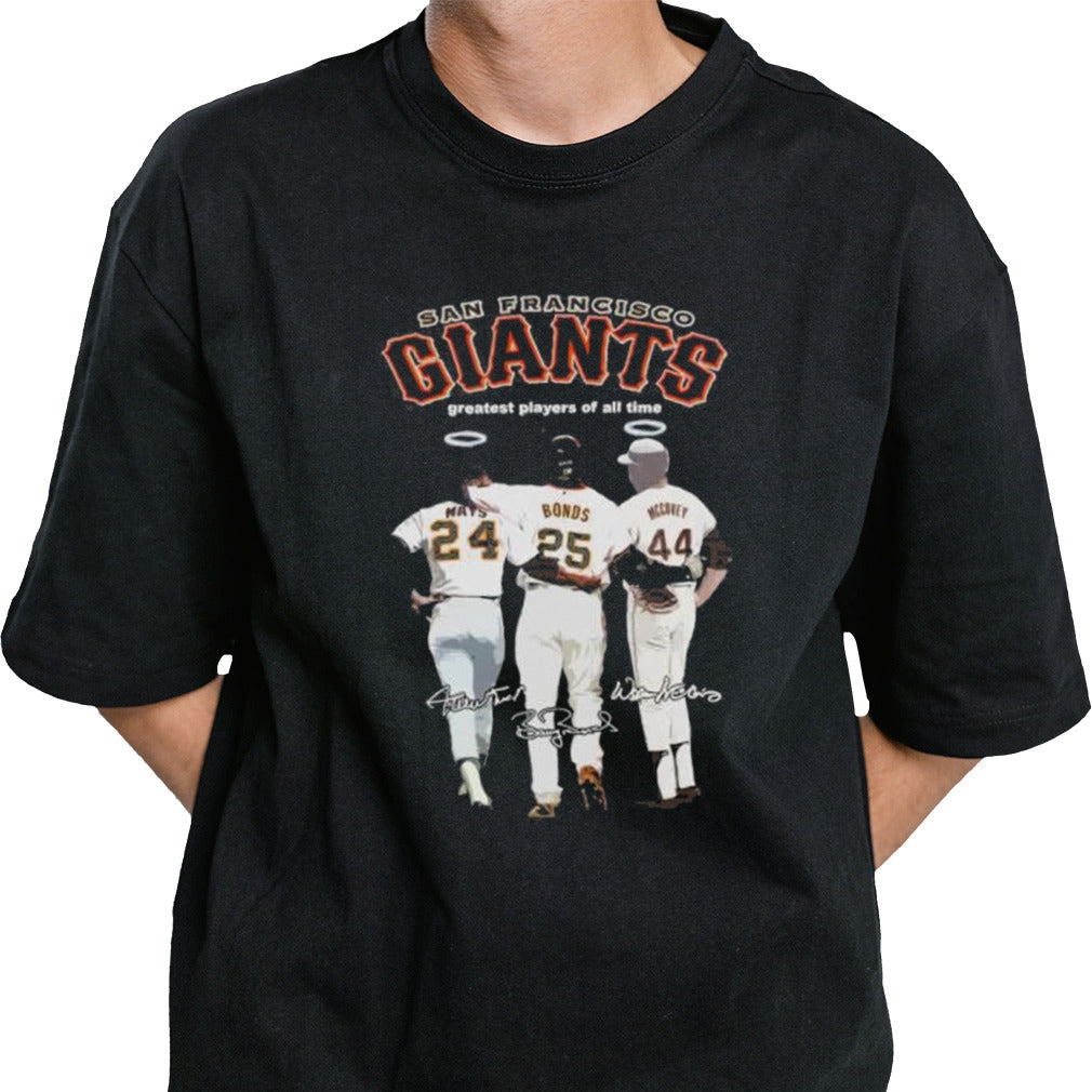 Barry Bonds, Willie Mays And Willie Mccovey San Francisco Giants Greatest Players Of All Time Signatures Shirt