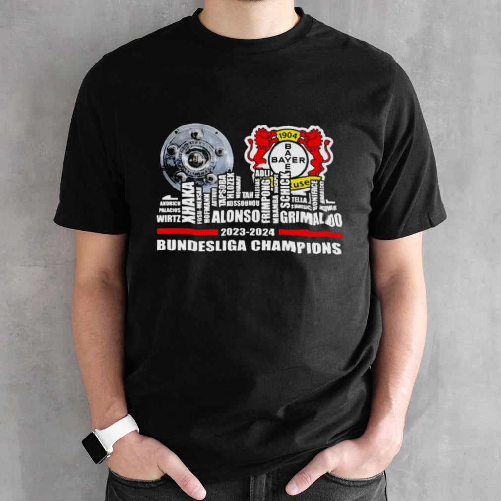 Bayer 04 Leverkusen Skyline Players Name 2023-2024 Bundesliga Champions Shirts
