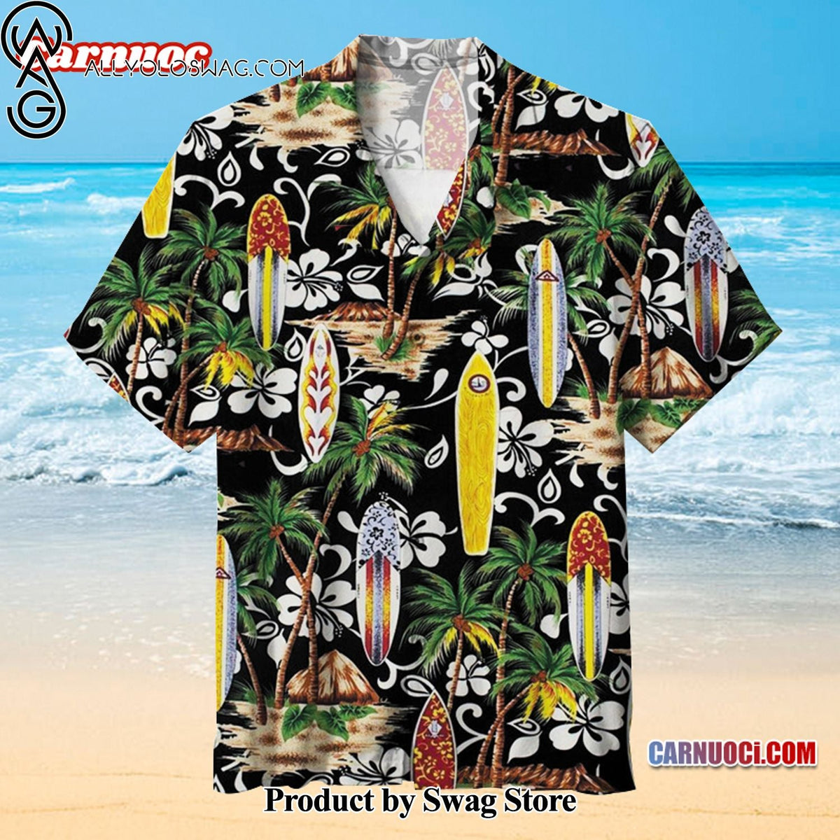Beach Surfing Eco-Conscious Hawaiian Shirt