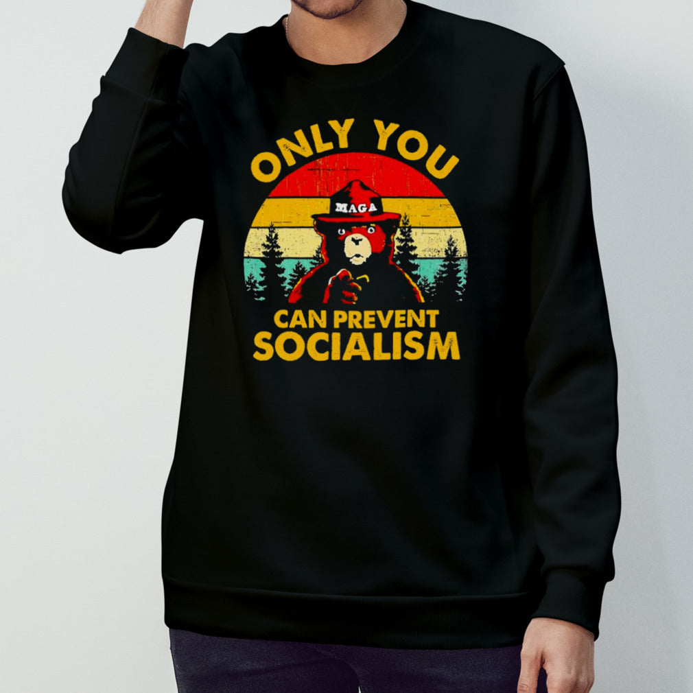 Bear wearing hat maga smokey only you can prevent socialism shirt