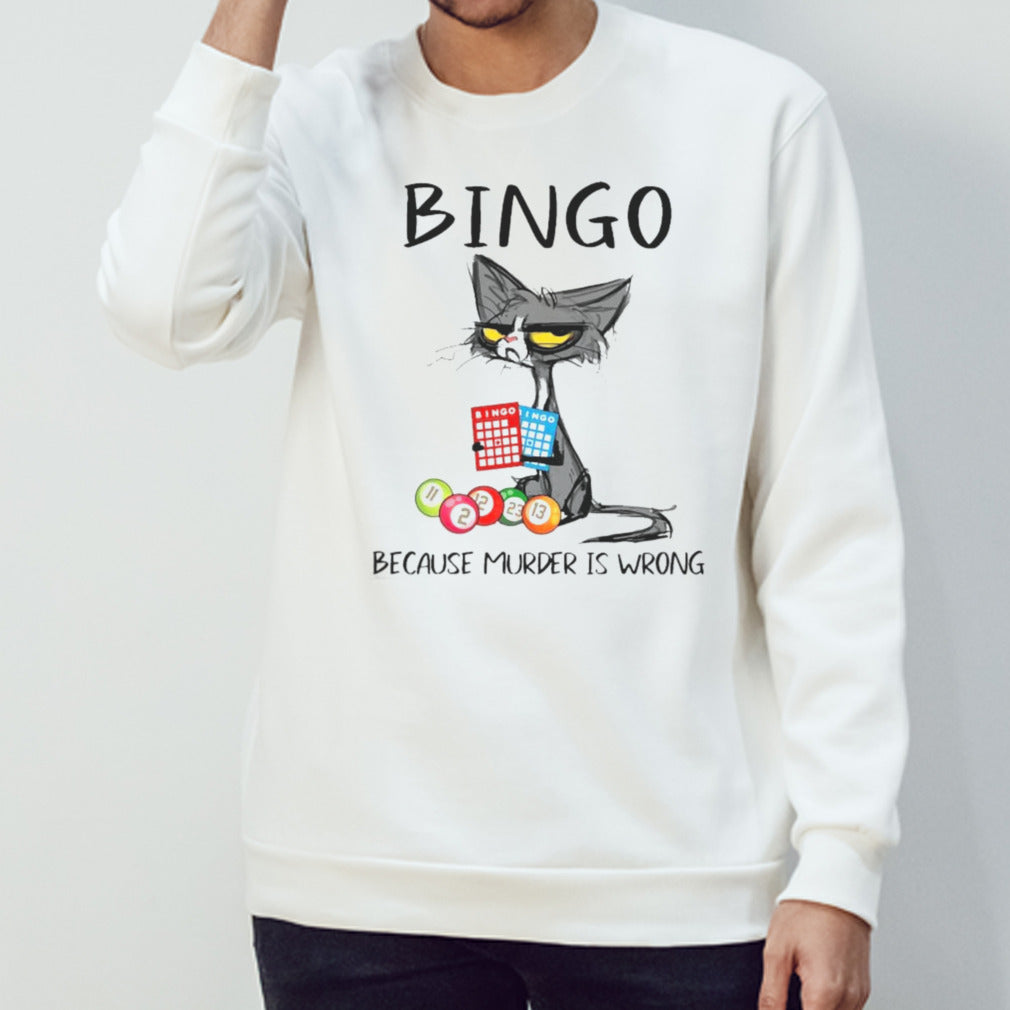 Black Cat Bingo Because Murder Is Wrong Shirts