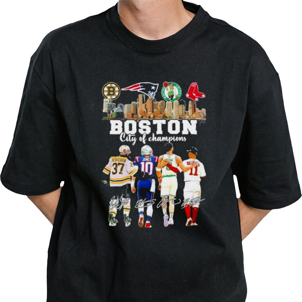 Boston Sports Teams City Of Champions Bergeron Jones Tatum And Devers Shirt