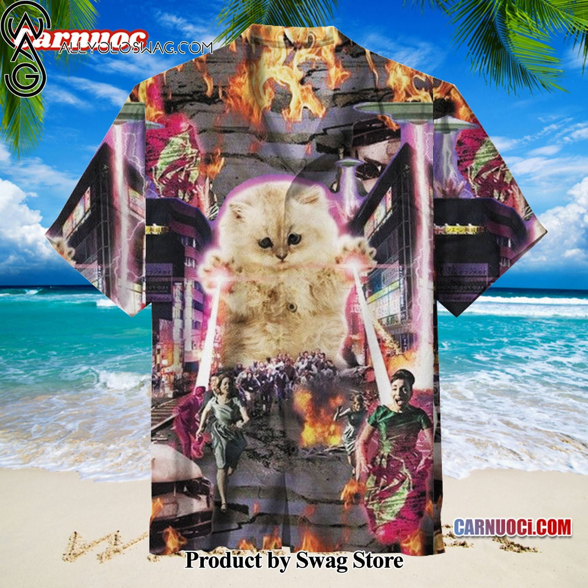 Cat Easy-Care Hawaiian Shirt