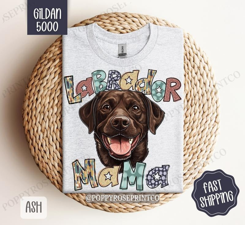 Chocolate Labrador Mama Shirt Gildan, Dog Mom Women's Tee, Cute Brown Lab Mama Women's Tshirt Plus Sizes