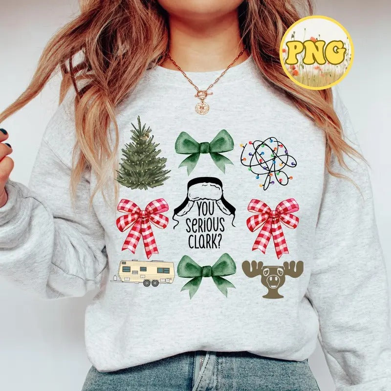 Christmas Coquette Shirt, Xmas Elements Shirt, Christmas Deer Sweatshirt, Xmas Tree , Christmas Bow , Coquette Style Shirt, Custom Coquette Sweatshirt