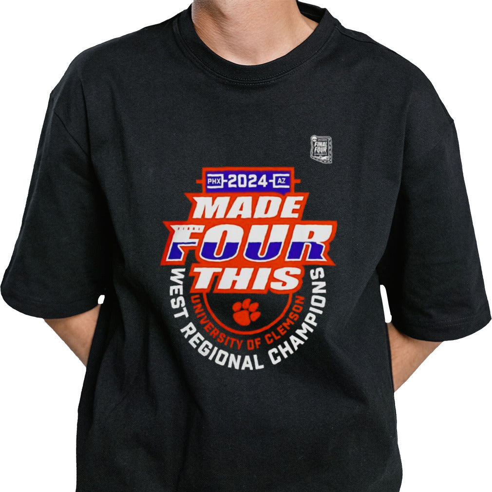 Clemson Tigers 2024 NCAA Menâ€™s Basketball Tournament March Madness Final Four Regional Champions shirt