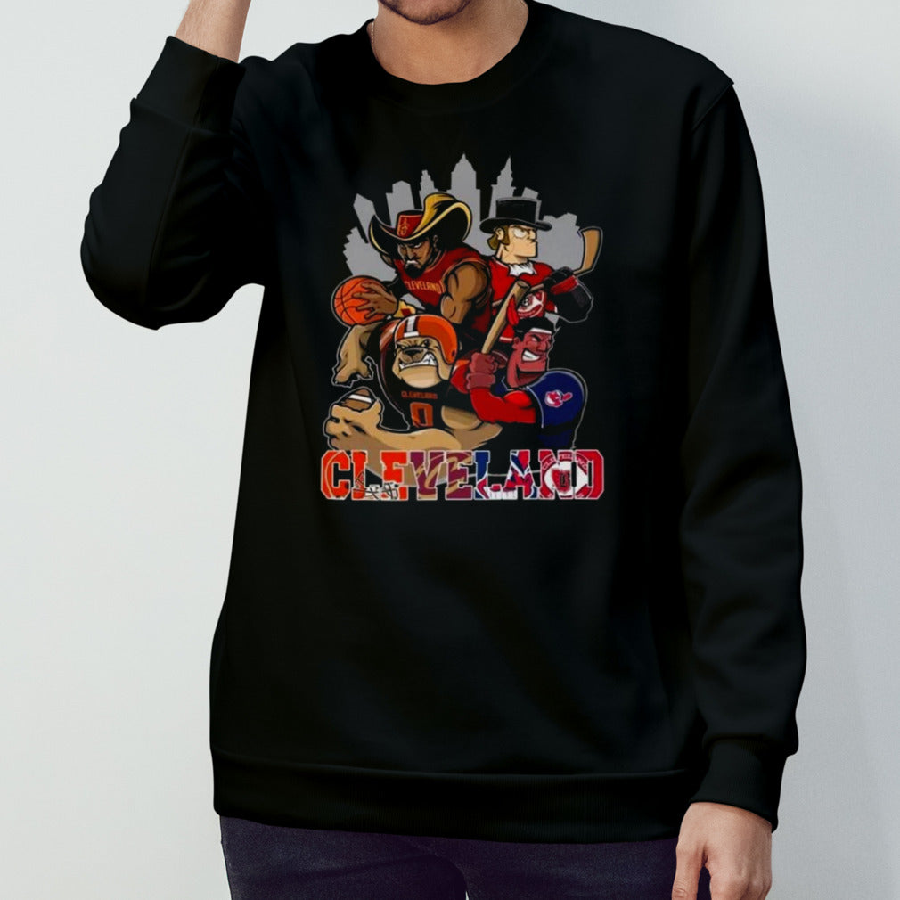 Cleveland Browns Cleveland Cavaliers Cleveland Barons Cleveland Guardians All Mascot Shirt