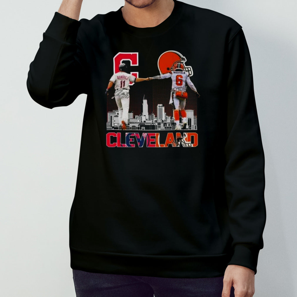 Cleveland Guardians Jose Ramirez Cleveland Browns Baker Mayfield Signatures 2024 Shirts