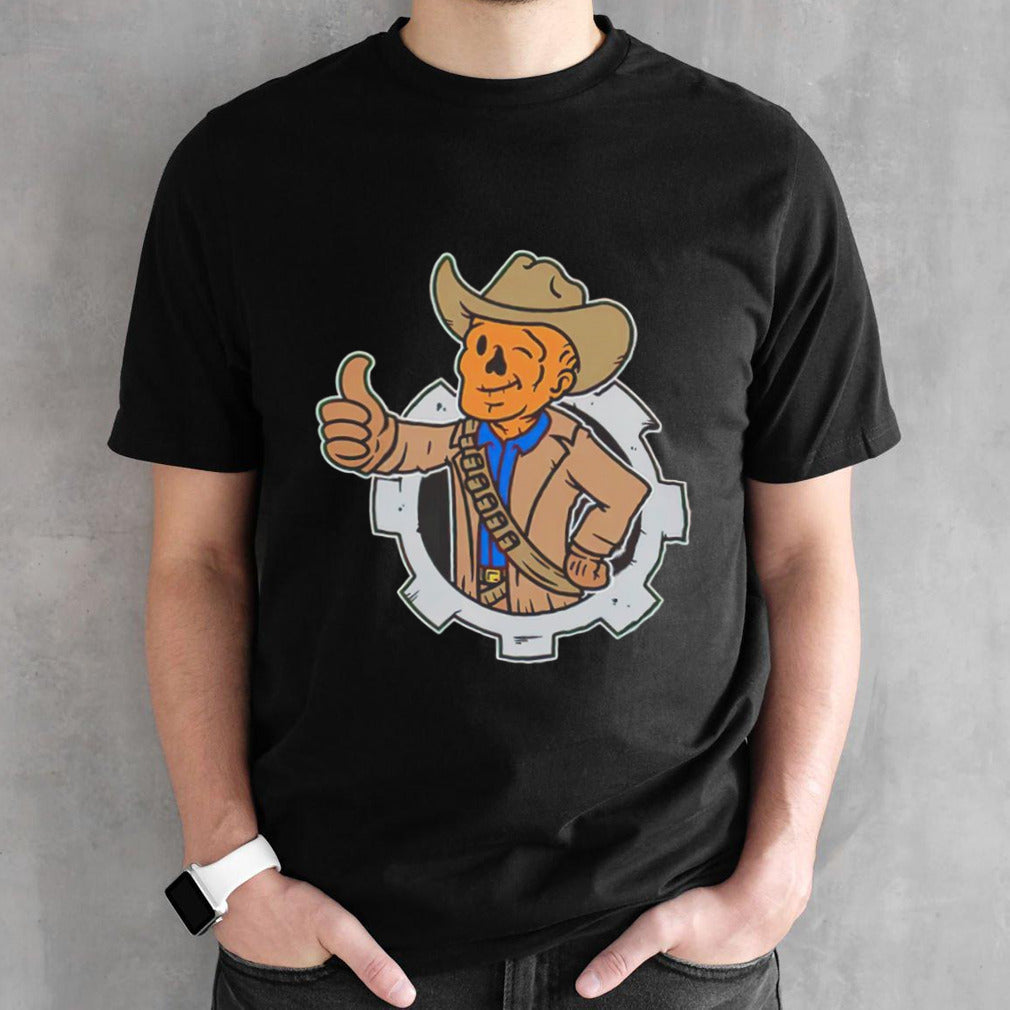Cooper Howard aka The Ghoul from Fallout in the style of Vault Boy shirts