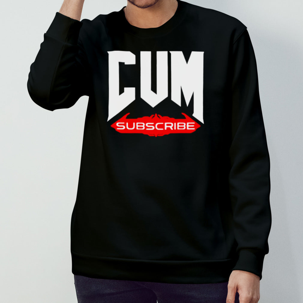 Cum Subscribe parody logo shirts