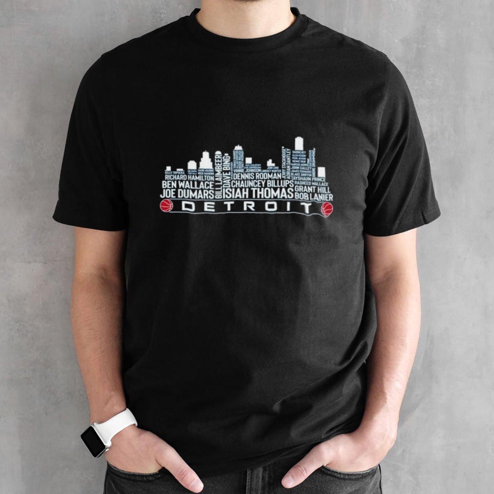 Detroit Pistons Basketball Team All Time Legends Detroit City Skyline 2024 Shirts