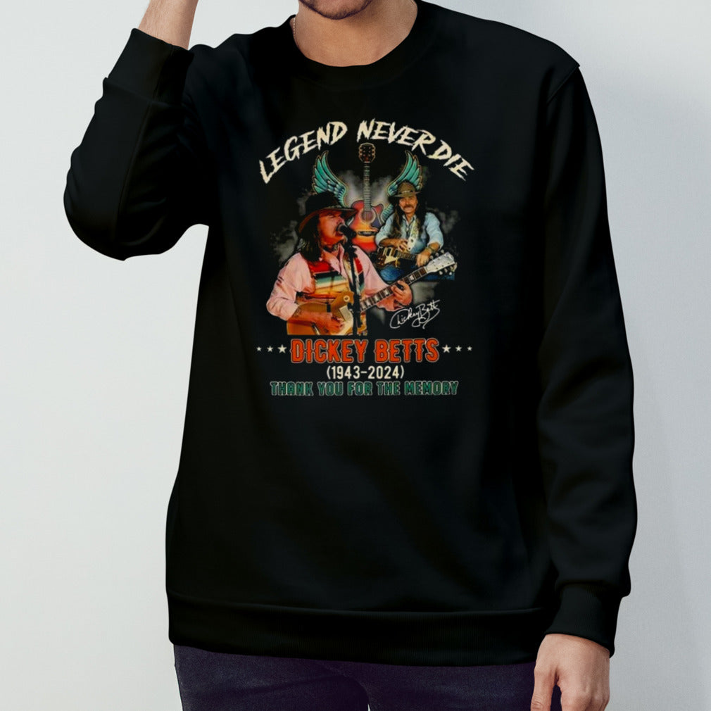 Dickey Betts Legend Never Die 1943-2024 Thank You For The Memories Signature T-shirt