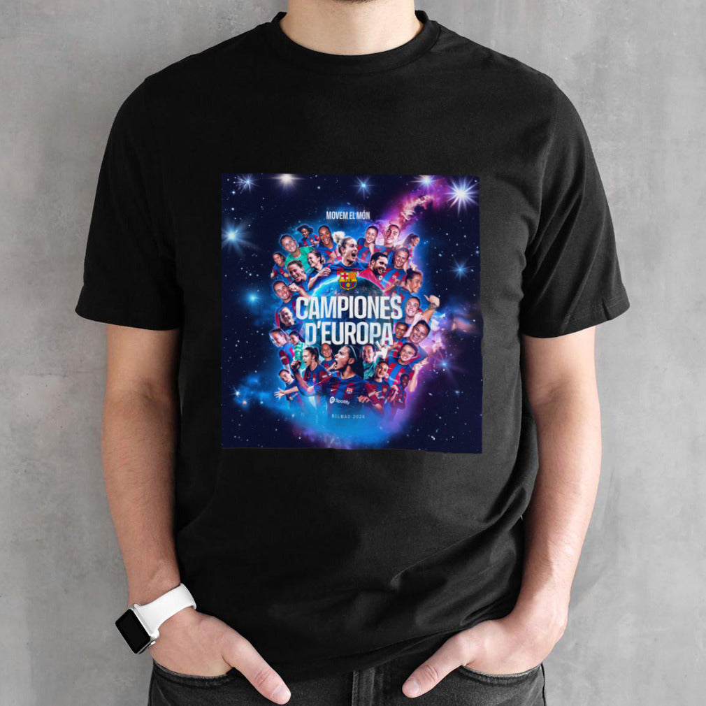 Fc Barcelona FemenÃ­ Movem El Mon Campiones Dâ€™europa Bilbao 2024 Team Players shirt