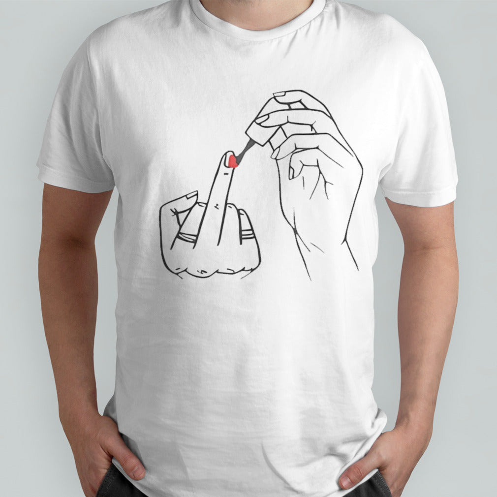 Feminist nail polish middle finger shirt
