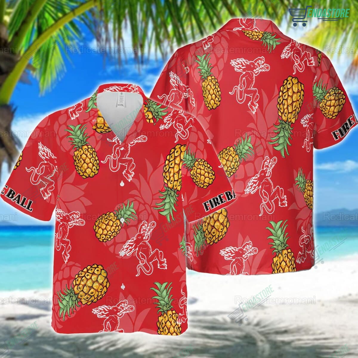Fireball Cinnamon Pineapple Hawaiian Shirt