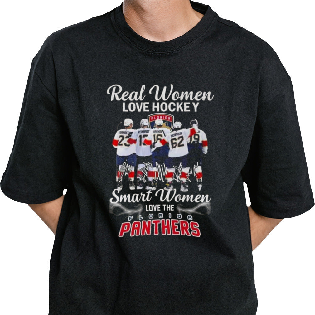 Florida Panthers Real Smart Women Love Panthers Hockey Team Signatures 2024 T-shirt