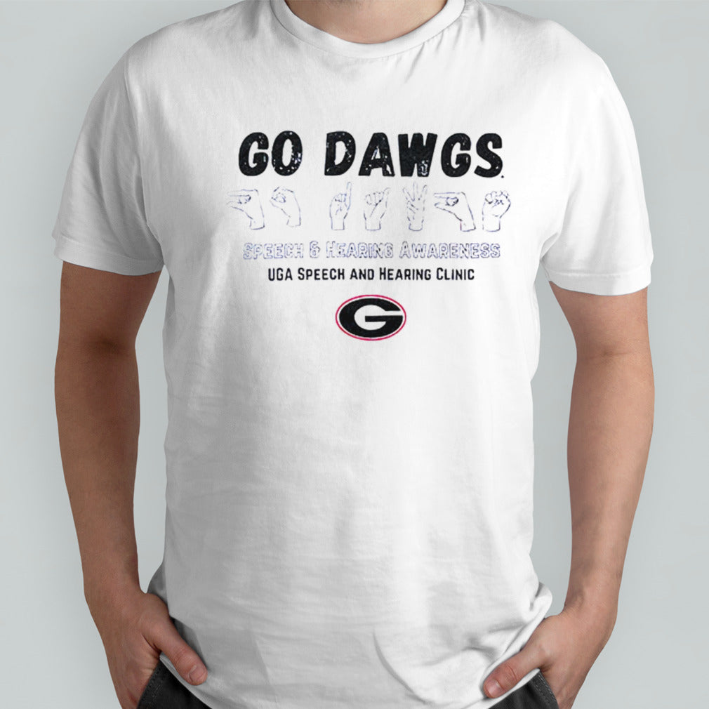 Georgia Bulldogs go dawgs speech and hearing awareness UGA speech and hearing clinic shirts