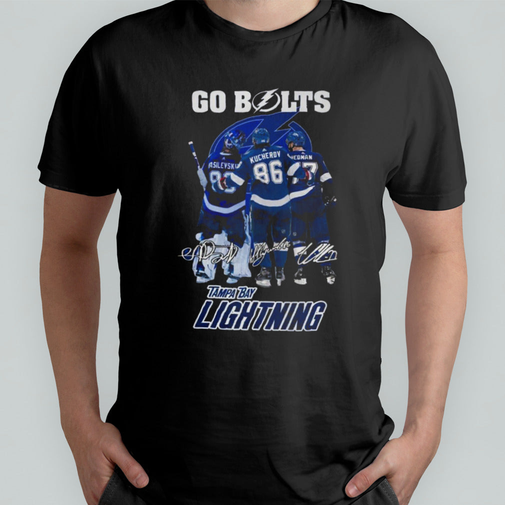 Go Bolts Tampa Bay Lightning ice hockey player signatures shirt