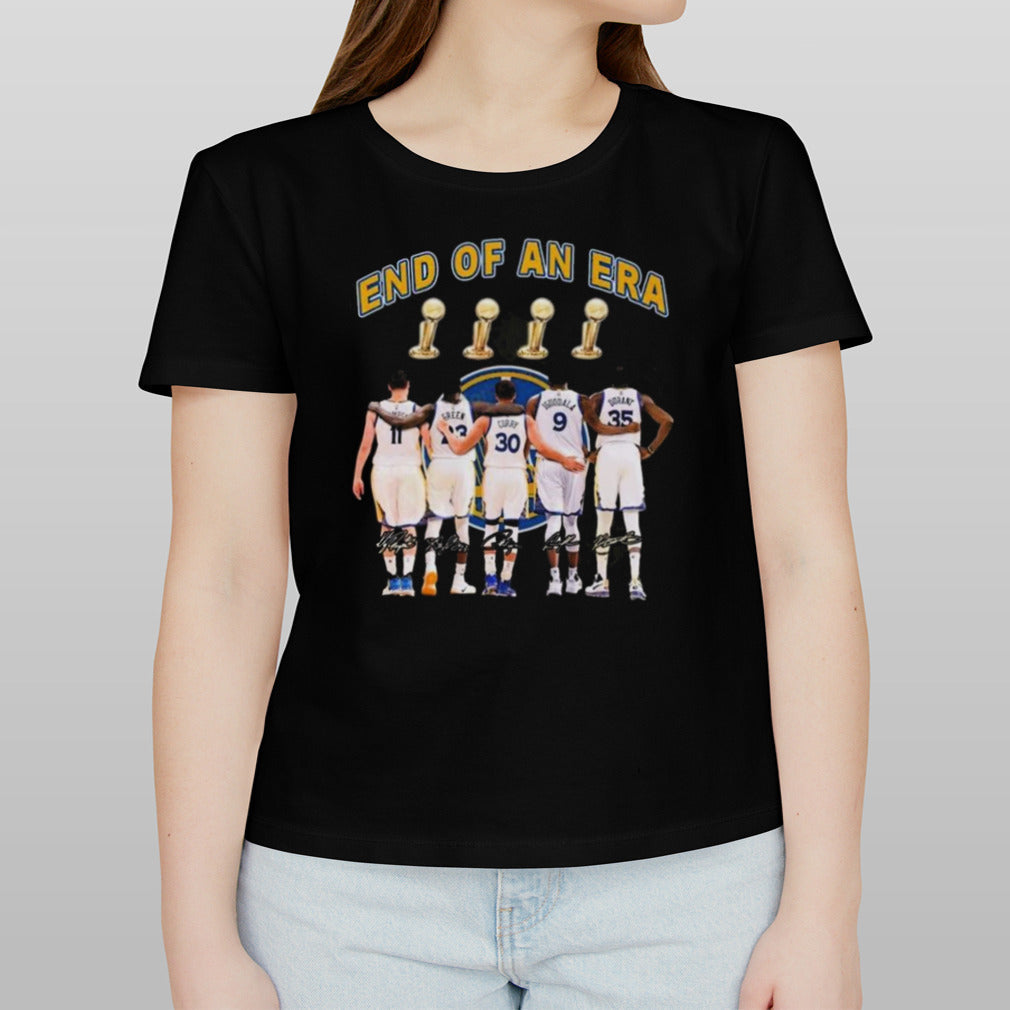 Golden State Warriors End Of An Era Thompsonâ€™s Green Curry Iguodala And Durant Signatures T-shirt