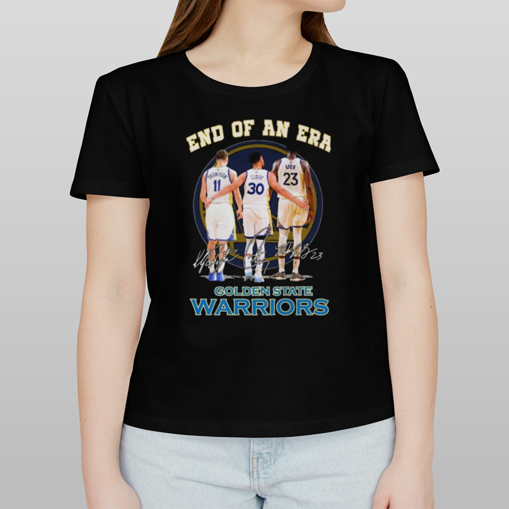 Golden State Warriors Klay Thompsonâ€™s Stephen Curry And Draymond Green End Of An Era Signatures T-shirt