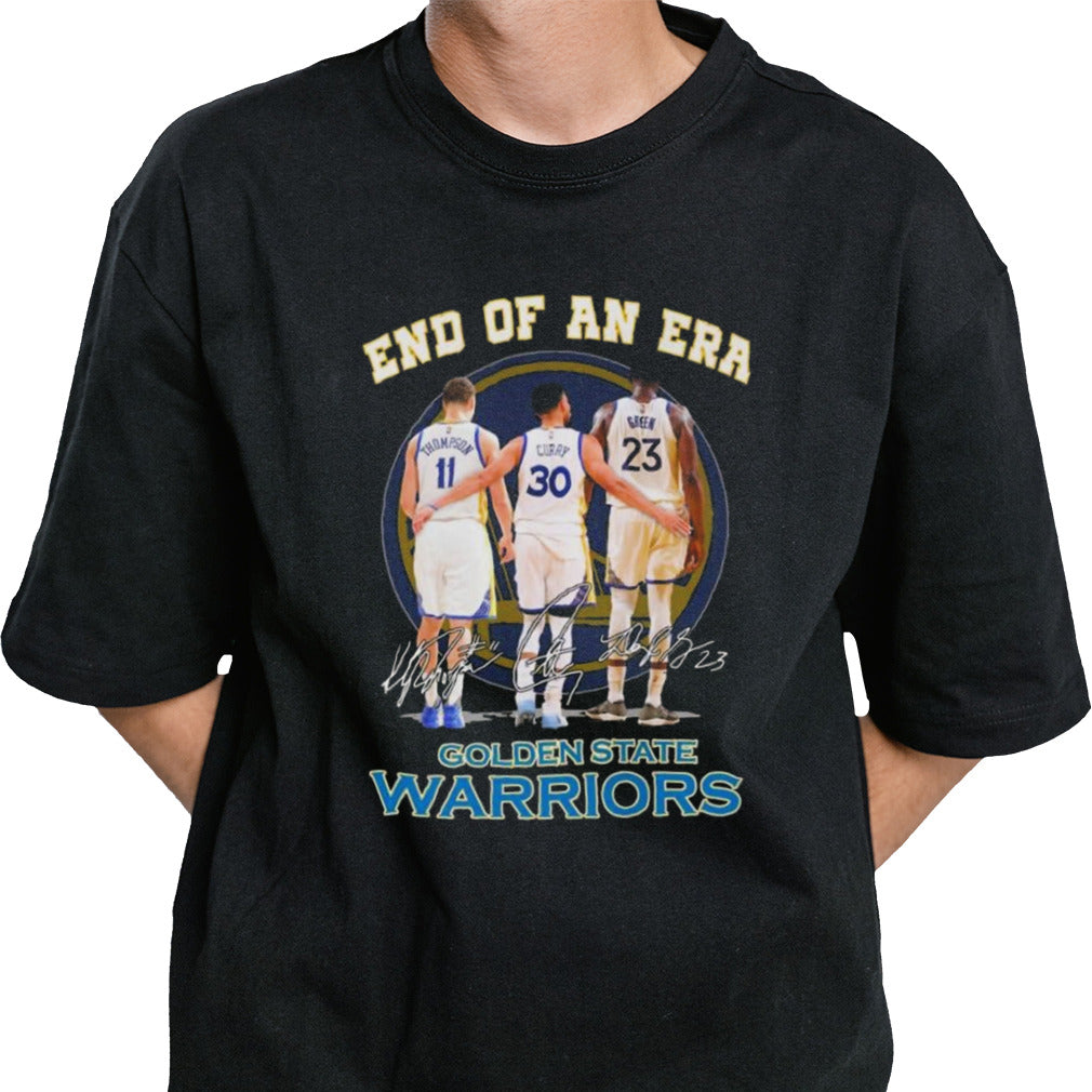 Golden State Warriors Klay Thompsonâ€™s Stephen Curry And Draymond Green End Of An Era Signatures T-shirt
