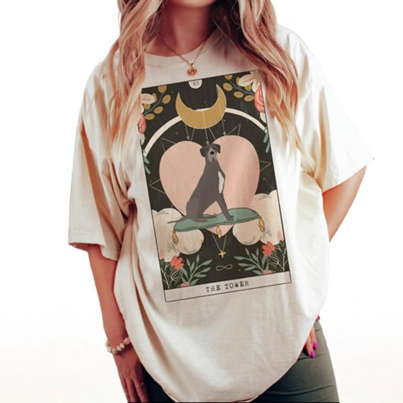 Great Dane TarotShirt, Boho Tee, TarotShirt, Hippie Tee Menswear Top Underwear Man Streetwear Tropical Bestie Crewneck Round Neck Womenswear Women