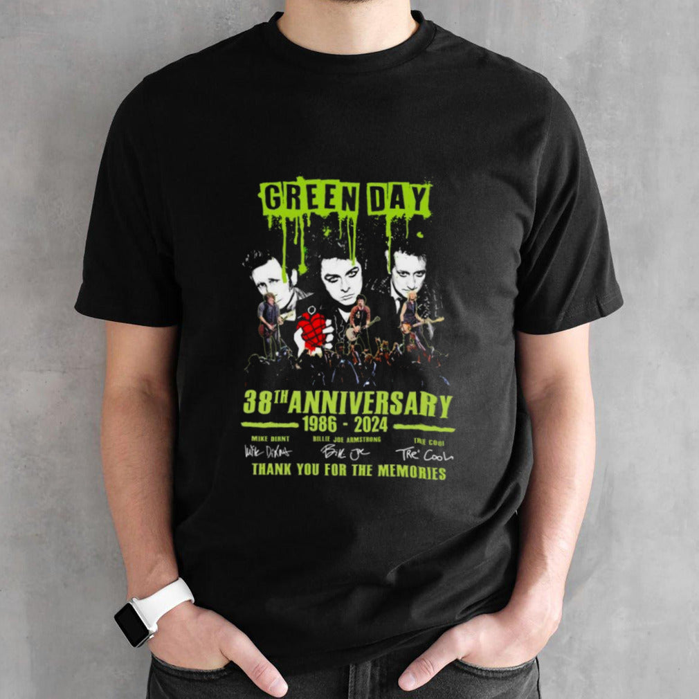 Green Day 38th Anniversary 1986-2024 Thank You For The Memories Signatures Shirts