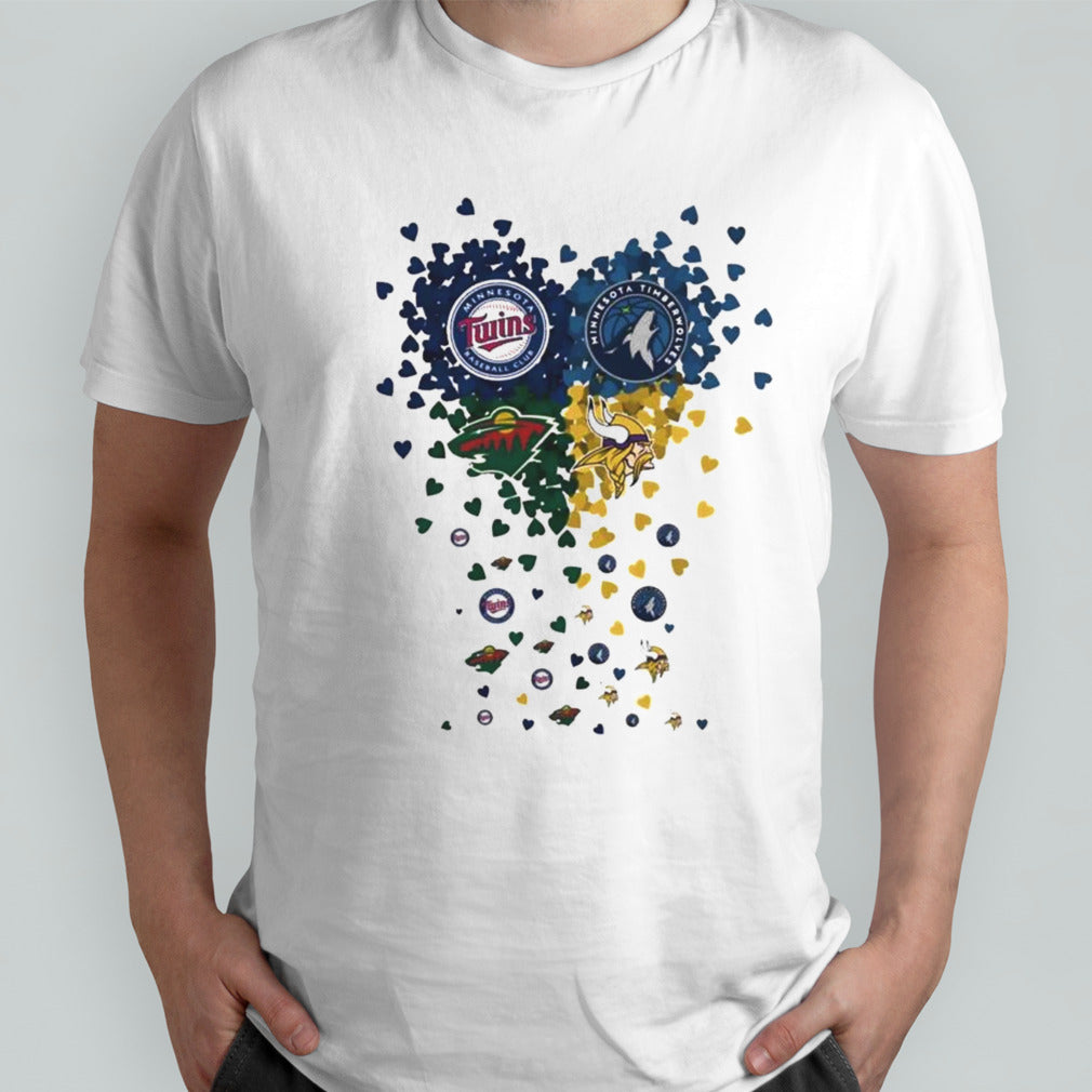 Hearts Minnesota Sports Team Twins Timberwolves Vikings And Wilds T-shirt